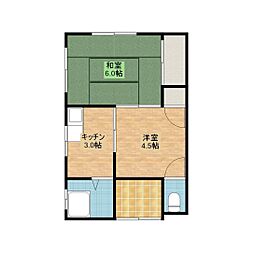 さかえ荘 2階2Kの間取り