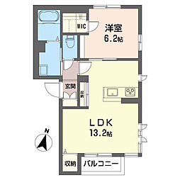JR東北本線 郡山駅 徒歩13分の賃貸マンション 1階1LDKの間取り