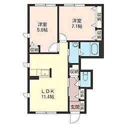 東武伊勢崎線 木崎駅 3.5kmの賃貸アパート 1階2LDKの間取り