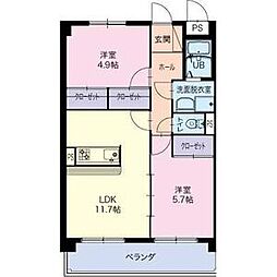 プリリアンスTAKEKOSHI 4階2LDKの間取り