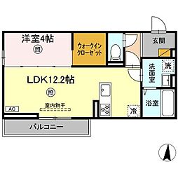 アウローラ 2階1LDKの間取り