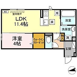 ＲＥＳＵＡ浜田 1階1LDKの間取り