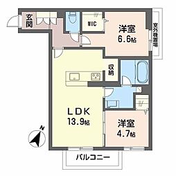 Ｍａｉｓｏｎ　ｄｅ　Ｃｏｌｌｉｎｅ 3階2LDKの間取り