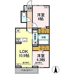 シエンヌ2 1階2LDKの間取り