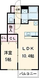 リベルテ栗生 1階1LDKの間取り