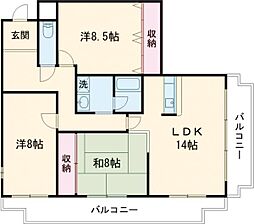 アメニティ双ヶ丘 1階3LDKの間取り