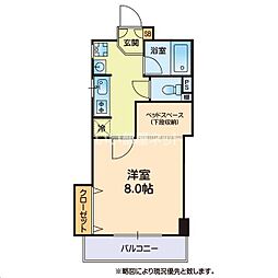 グローリーハイム 2階1Kの間取り