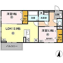 PREMILIFE日岡 2LDKの間取図画像
