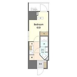 Alivis船橋East.West 12階1Kの間取り