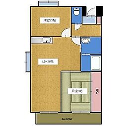 エステート19 3階2LDKの間取り
