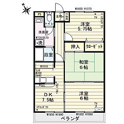 サンビレッジ 1階3DKの間取り