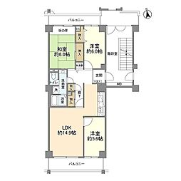 志木ニュータウン中央の森参番街六号棟 3階3LDKの間取り