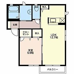 スカリエッティ 1階1LDKの間取り