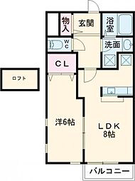 HEARTLAND中山 2階1LDKの間取り