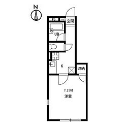 アムール K・T・T・M 1階1Kの間取り