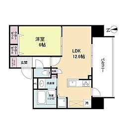 ブランシエスタ都島通 8階1LDKの間取り