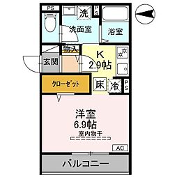 JR高崎線 高崎駅 徒歩5分の賃貸アパート 1階1Kの間取り