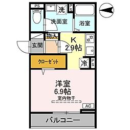 JR高崎線 高崎駅 徒歩5分の賃貸アパート 3階1Kの間取り