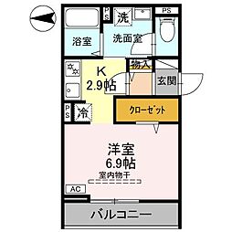 JR高崎線 高崎駅 徒歩5分の賃貸アパート 3階1Kの間取り