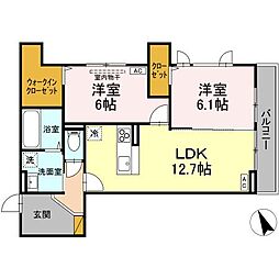 D’s LIEN (ディ-ズリアン)　A 3階2LDKの間取り