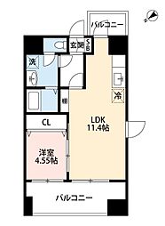 スプランドゥール新屋敷 4階1LDKの間取り