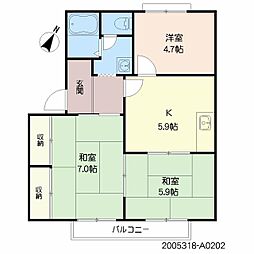 エントピア戸坂 2LDKの間取図画像