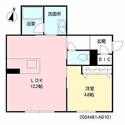 シャーメゾンｐｒｏｓｔ 1階1LDKの間取り