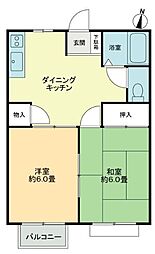 フォブールホロニックＡ 2階2DKの間取り