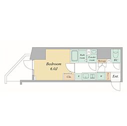 Osaka Metro谷町線 天満橋駅 徒歩1分の賃貸マンション 4階1Kの間取り