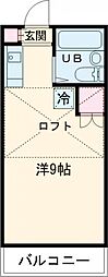 リバージュン・T 202 2階ワンルームの間取り