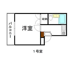 パレス21 2階1Kの間取り
