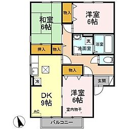 グラース関 1階3DKの間取り