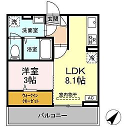 アイコート湯田温泉通り 3階1LDKの間取り