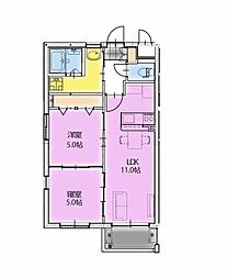 潮見町マンション 1階2LDKの間取り