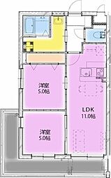 潮見町マンション 3階2LDKの間取り