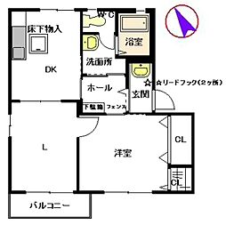 サンヒルズ宇佐 2階2DKの間取り