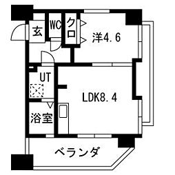 ビュークレスト佐賀駅前 10階1LDKの間取り