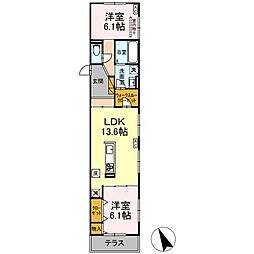 つくばエクスプレス 万博記念公園駅 徒歩25分の賃貸アパート 1階2LDKの間取り