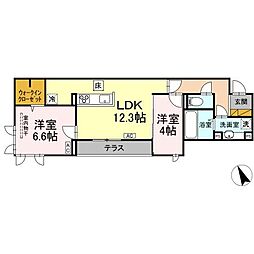 つくばエクスプレス 万博記念公園駅 徒歩24分の賃貸アパート 1階2LDKの間取り