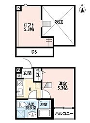 西武新宿線 新所沢駅 徒歩9分の賃貸アパート 1階1Kの間取り