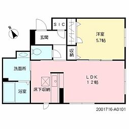 シャーメゾン境川 1LDKの間取図画像