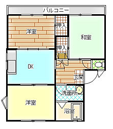 シャトレ87 2階3DKの間取り