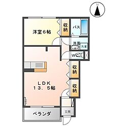 クラシス新白河 1LDKの間取図画像