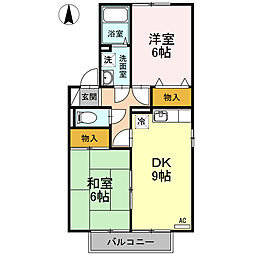 グランドソレーユ　Ｓ 2階2DKの間取り