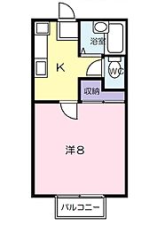 コーポスカイラーク 2階1Kの間取り
