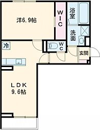 シャーロット石橋駅前 1階1LDKの間取り