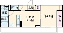 シャーロット石橋駅前 2階1LDKの間取り