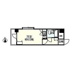 ヴェラハイツ鶴見 6階ワンルームの間取り