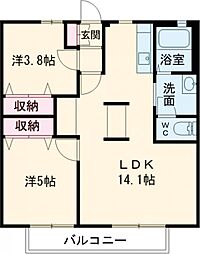 セフィラテラモト Ｂ 2階2LDKの間取り