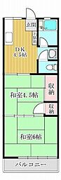 三田アパート 2階2Kの間取り